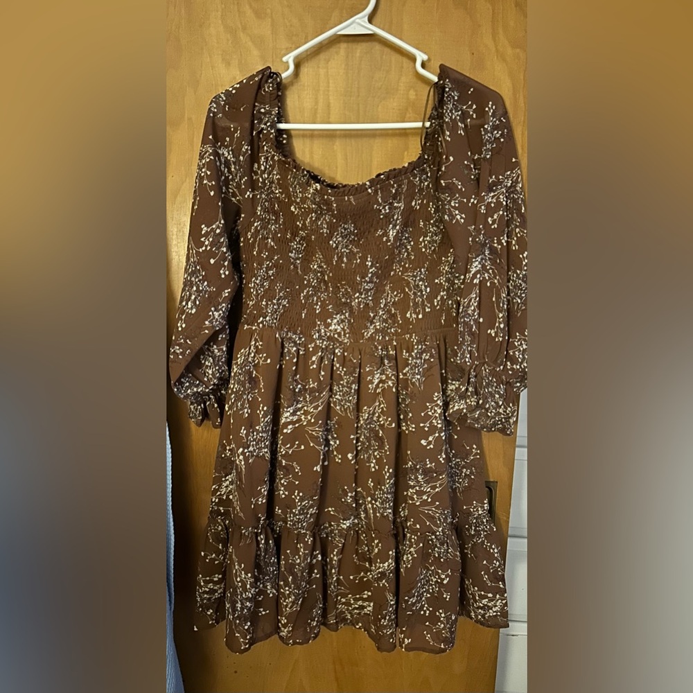 PROMESA Brown Floral Dress